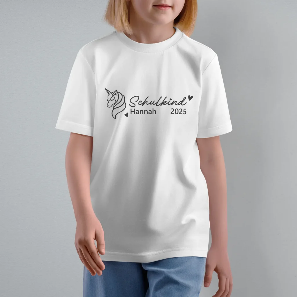 T-Shirt - Schulkind 2025 für Kinder mit 3 Motiven - Einhorn Motiv