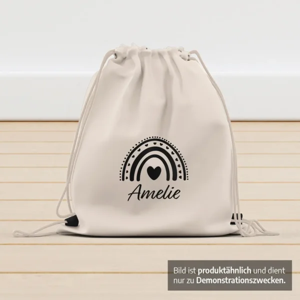 Turnbeutel Regenbogenmotiv personalisiert Produktbild