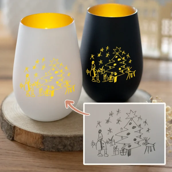 Windlicht mit Kinderzeichnung personalisiert - Produktbild