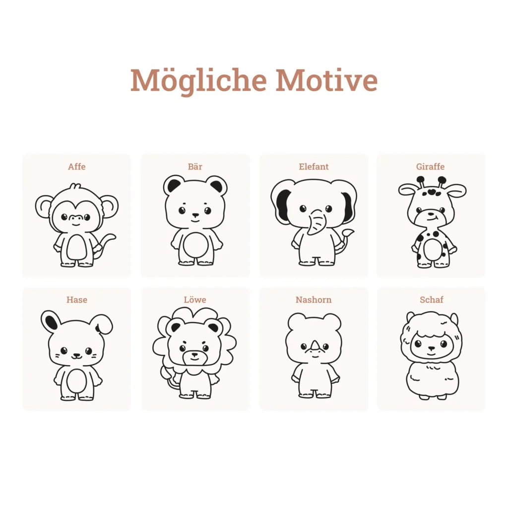 Lineale (20cm) mit verschiedenen Tiermotiven und Wunschname - Tiermotive 1