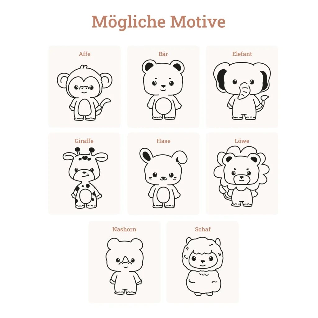 Personalisierte Milchzahndose - Tiermotive - Mögliche Motive