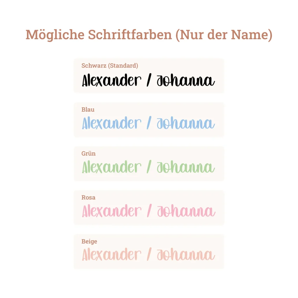 Stundenplan auf Acrylglas - Schriftarben