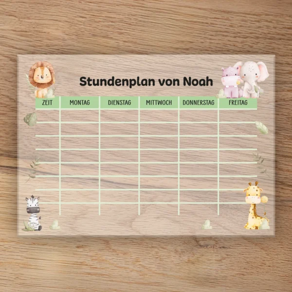 Stundenplan auf Acrylglas - Safari - Produktbild