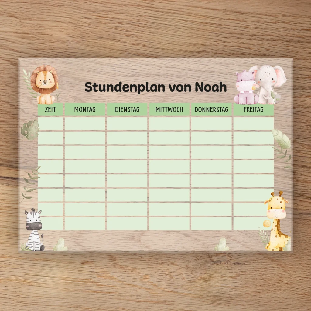 Stundenplan auf Acrylglas - Safari - Produktbild