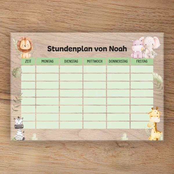 Stundenplan auf Acrylglas - Safari - Produktbild