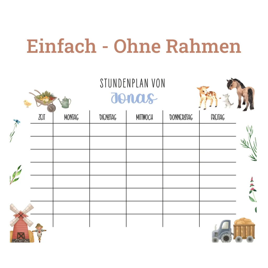 Stundenplan auf Acrylglas - Bauernhof - Ohne Rahmen