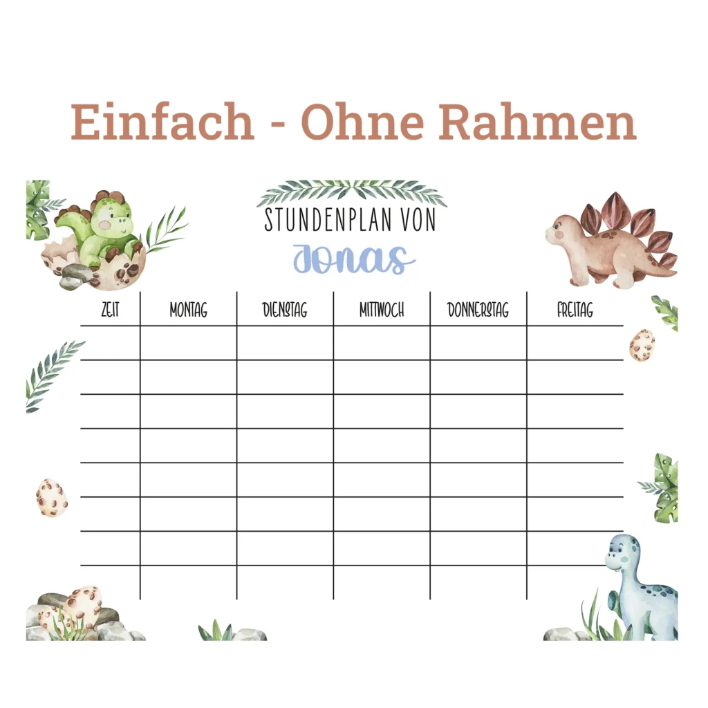 Personalisierter Stundenplan aus Acrylglas – Dinosaurier – Bild 8