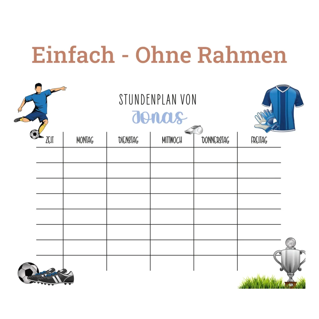 Stundenplan auf Acrylglas - Fußball - Kein Rahmen
