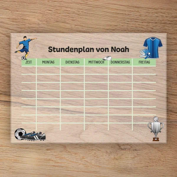 Stundenplan auf Acrylglas - Fußball - Produktbild