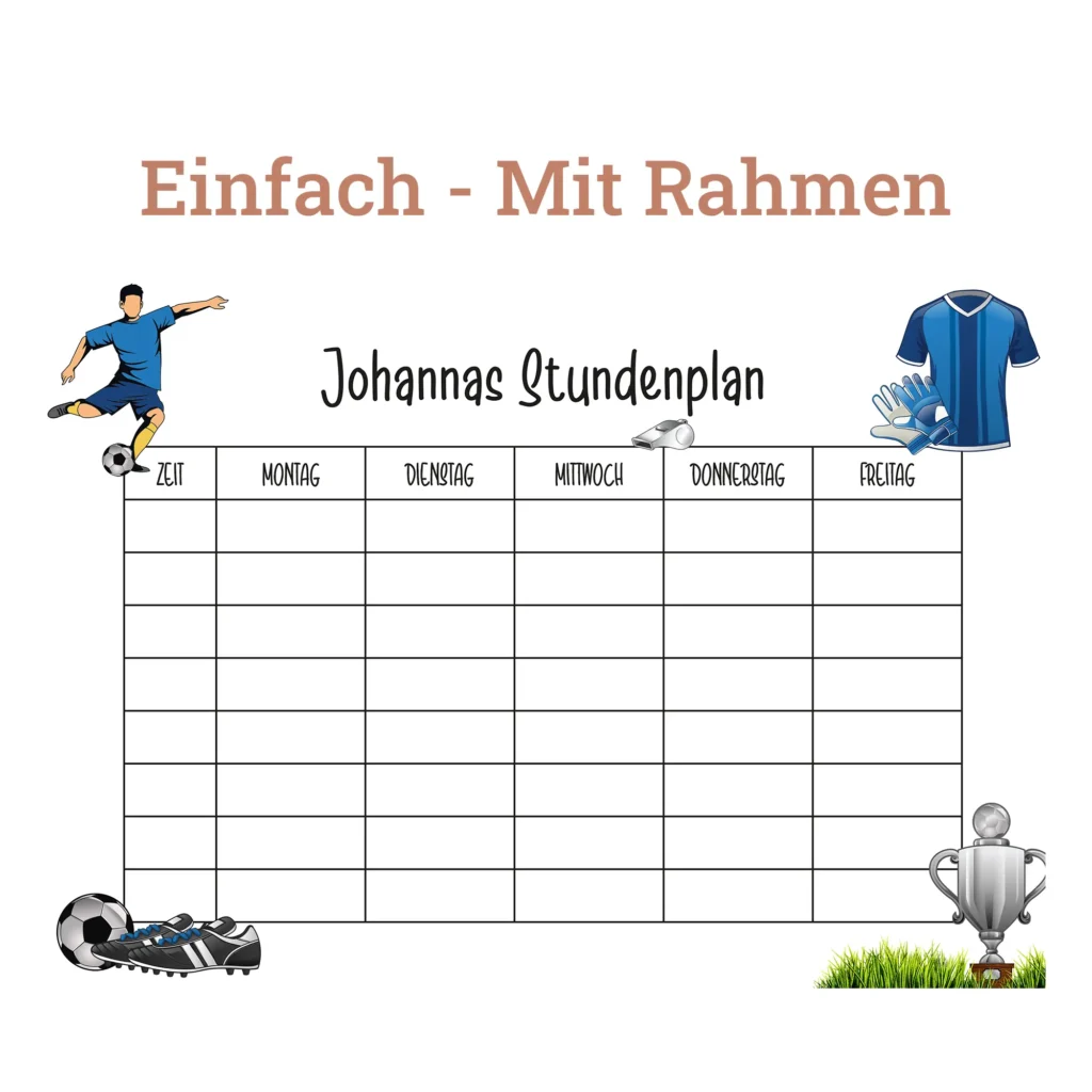 aStundenplan auf Acrylglas - Fußball - Rahmen