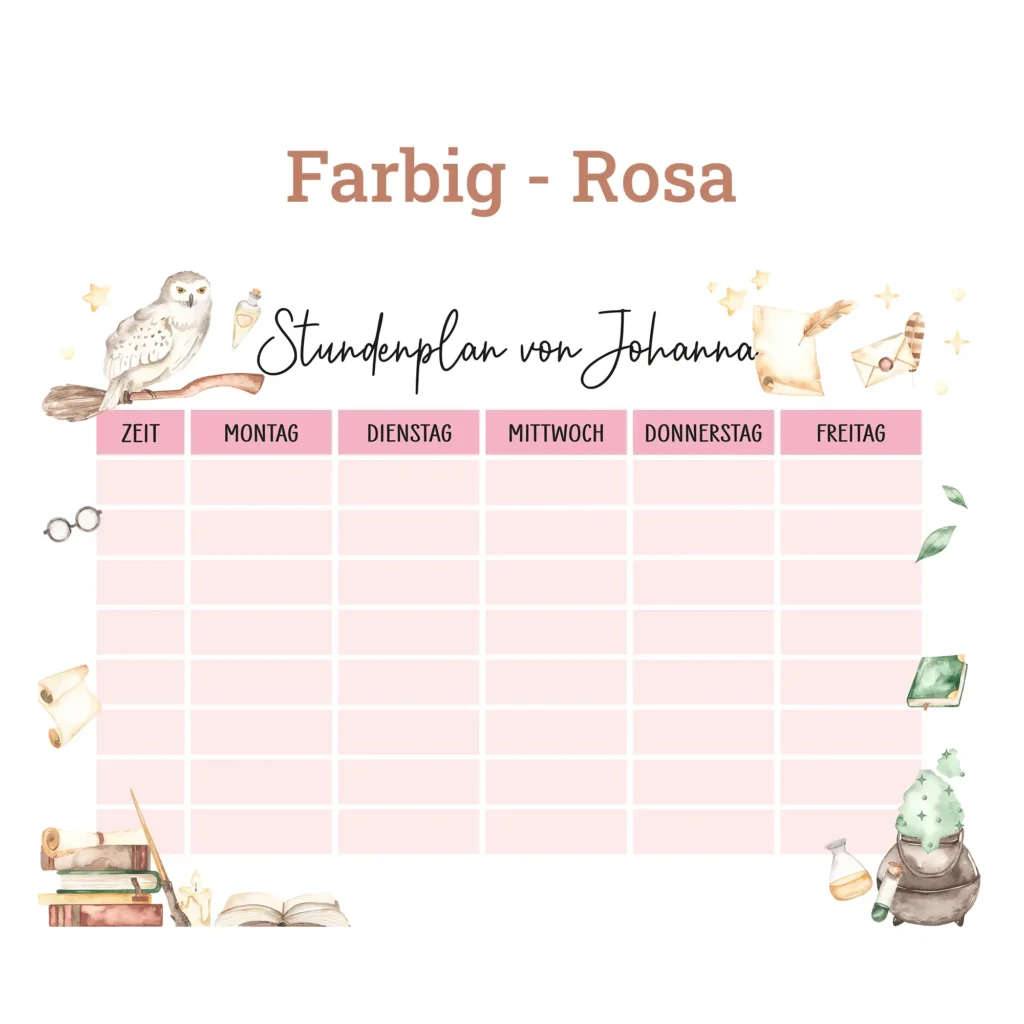 Stundenplan auf Acrylglas - Magiewelt - Rosa