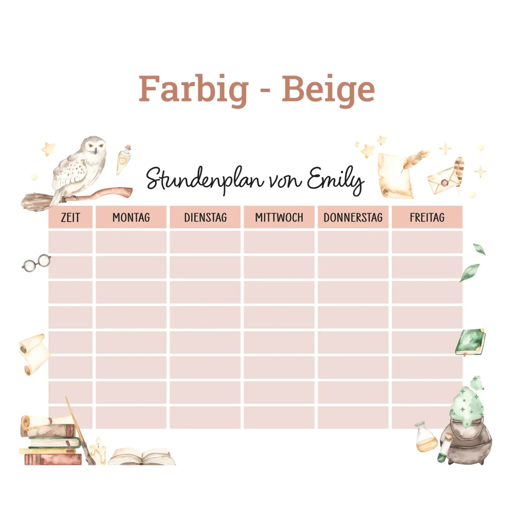 Stundenplan auf Acrylglas - Magiewelt - Farbe Beige