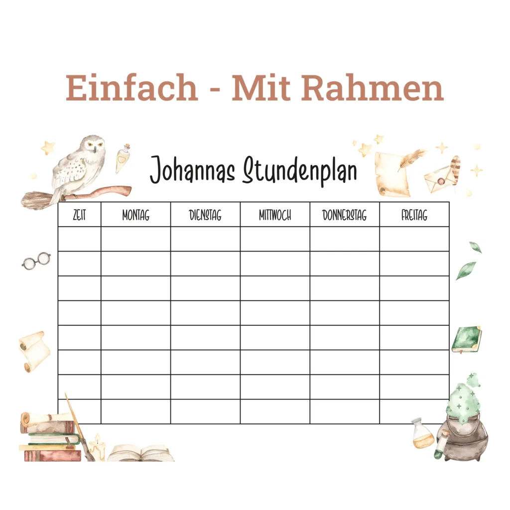 Stundenplan auf Acrylglas - Magiewelt - Mit Rahmen