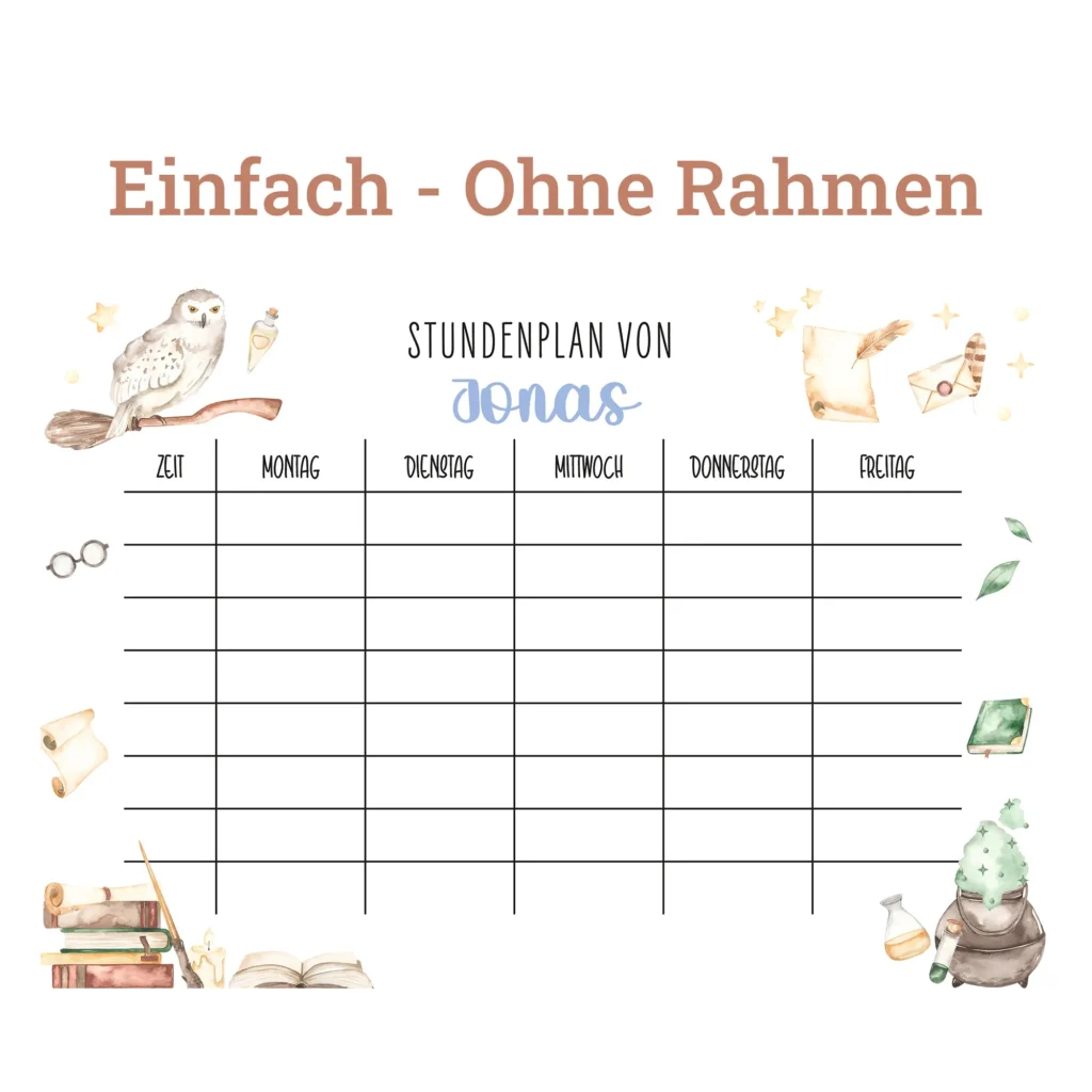 Stundenplan auf Acrylglas - Magiewelt - Ohne Rahmen
