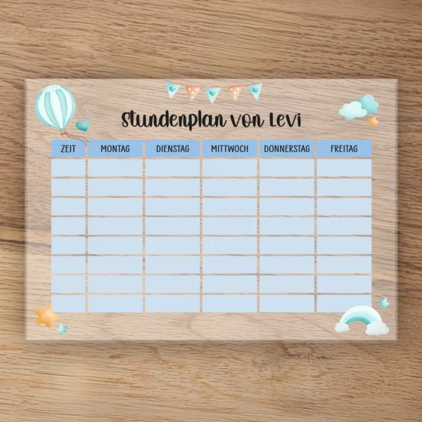Stundenplan auf Acrylglas - Fantasiewelt Blau - Produktbild