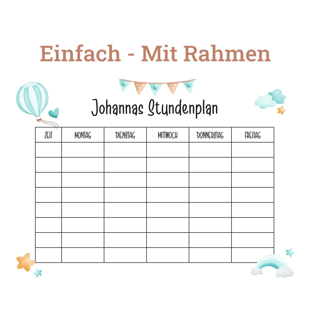 Stundenplan auf Acrylglas - Fantasiewelt Blau - Mit Rahmen