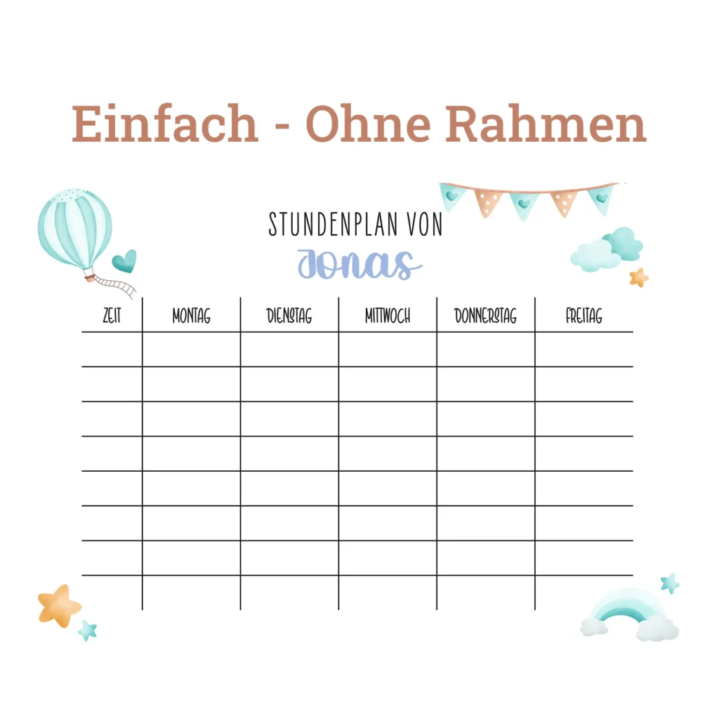 Stundenplan auf Acrylglas - Fantasiewelt Blau - Ohne Rahmen