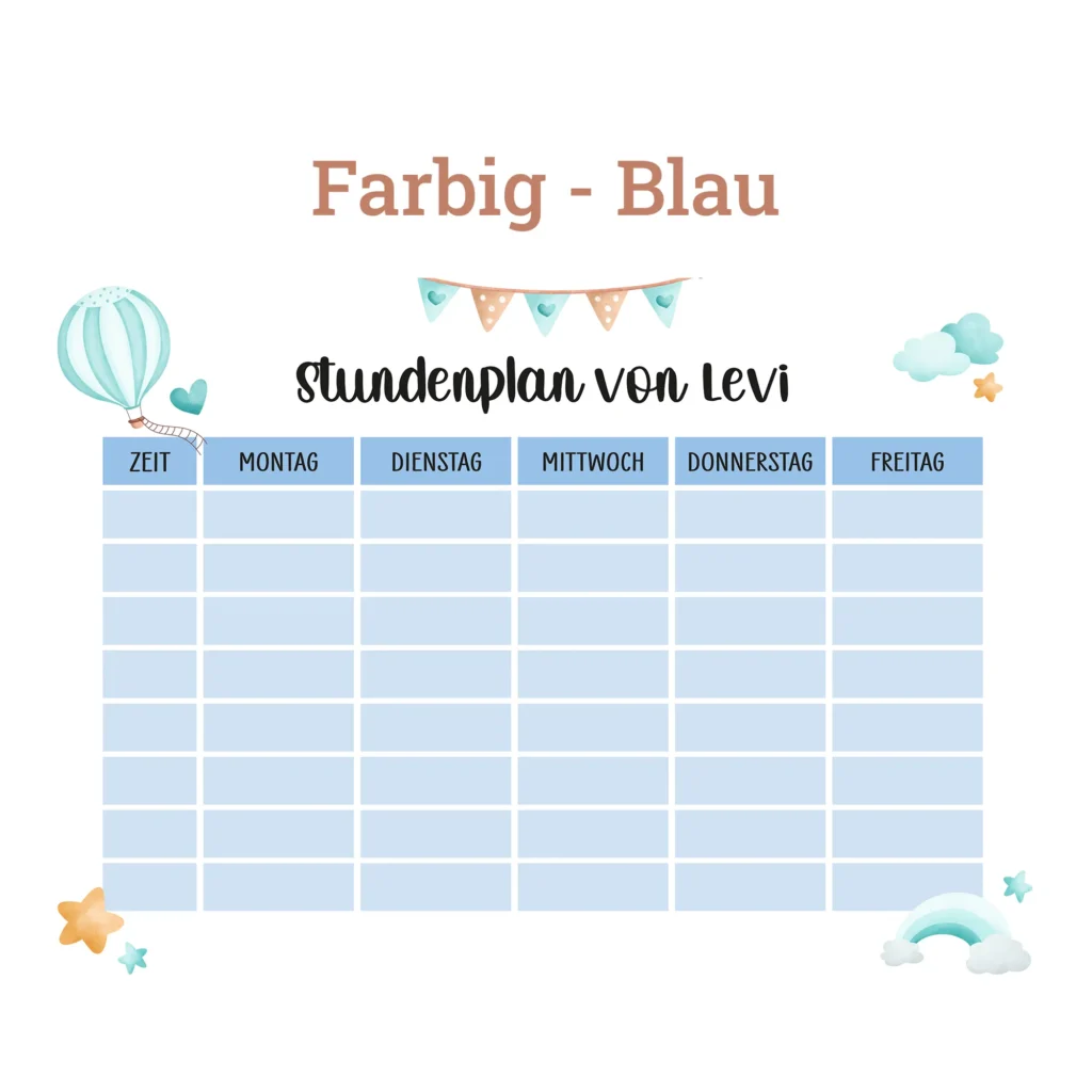 Stundenplan auf Acrylglas - Fantasiewelt Blau - Blau