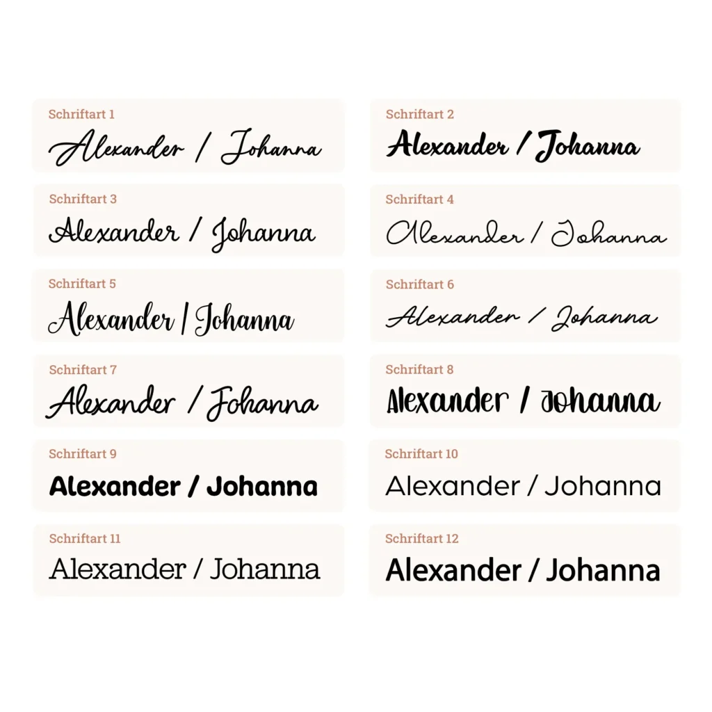 Personalisiertes Schmuckkästchen - Schriftarten