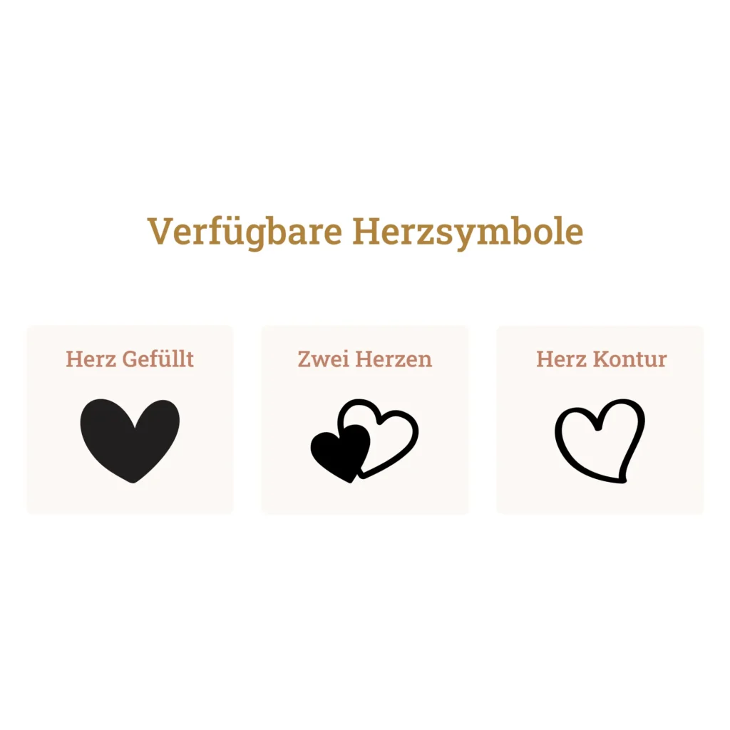 Tasse mit Namen und Herzsymbolen - Schriftarten