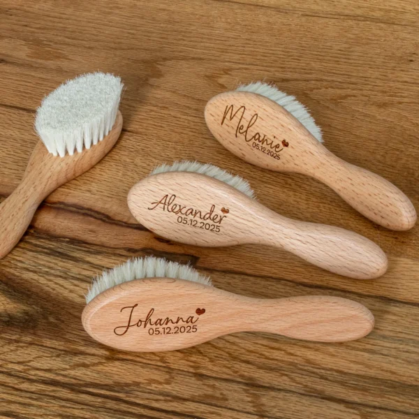 Babyhaarbürste mit Namen und Geburtsdatum - Produktbild