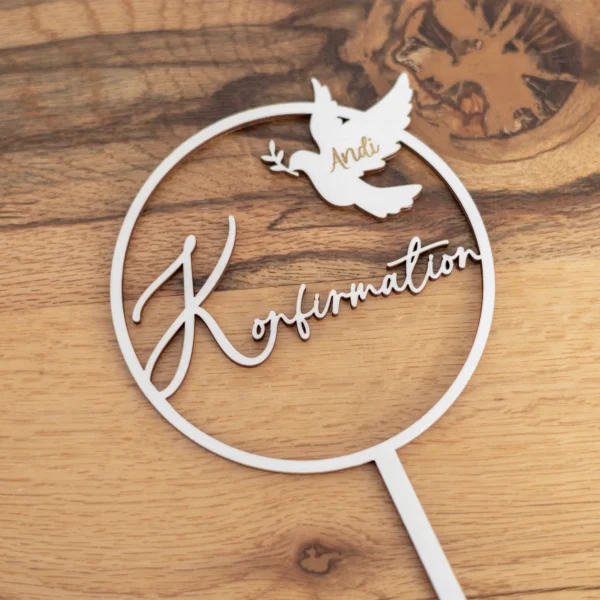 Caketopper zur Konfirmation mit Tauben-Symbol - Produktbild