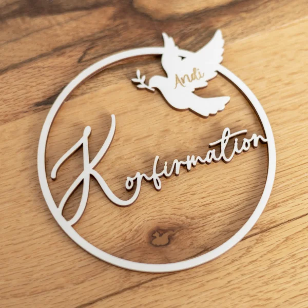 Dekoring zur Konfirmation mit Tauben-Symbol - Produktbild