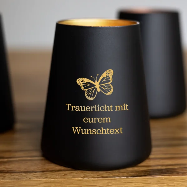 Personalisiertes Trauerlicht mit Schmetterling - Produktbild