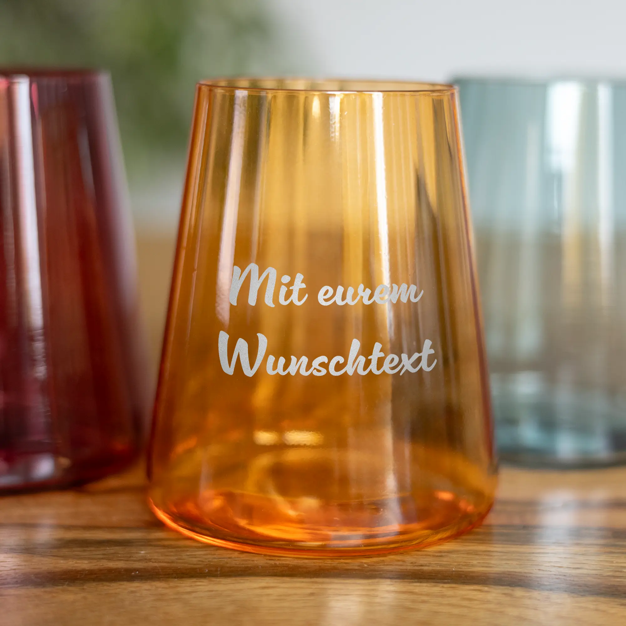 Personalisiertes Trinkglas mit Wunschtext - Orange