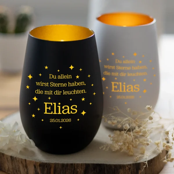 Personalisiertes Trauerlicht mit Gravur für Sternenkinder - Produktbild