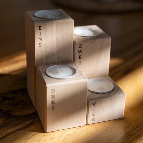Adventskranz aus Buchenholz 4er Set - Produktbild